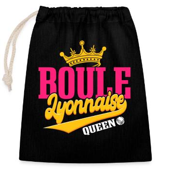 Boule Lyonnaise Queen Bouliste - Sac cadeau en coton avec cordon (25 x 30 cm) - noir - Devant