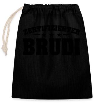 Certified Brudi Funny Brother Best Friend Gift - Verschließbarer Geschenkbeutel aus Baumwolle (25x30cm) - Schwarz - Vorne