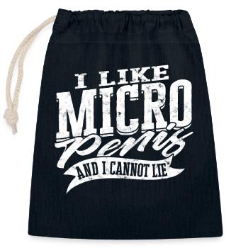 Micropénis Petit Pénis Sexe Cock Club Micro - Sac cadeau en coton avec cordon (25 x 30 cm) - bleu marine - Devant