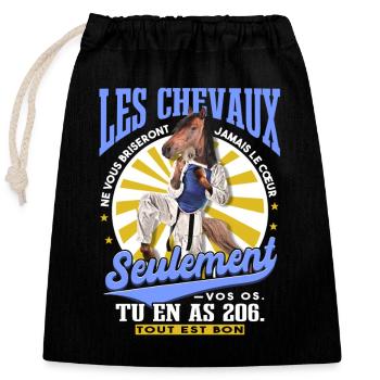 Équitation Drôle - Sac cadeau en coton avec cordon (25 x 30 cm) - noir - Devant