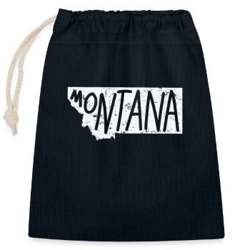 Montana Carte Contour États-Unis États-Unis Amérique - Sac cadeau en coton avec cordon (25 x 30 cm) - bleu marine - Devant