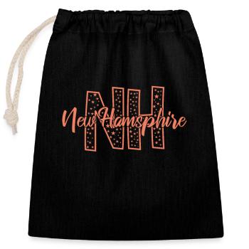 New Hampshire NH letter USA America - Closable cotton gift bag (25x30cm) - black - Front