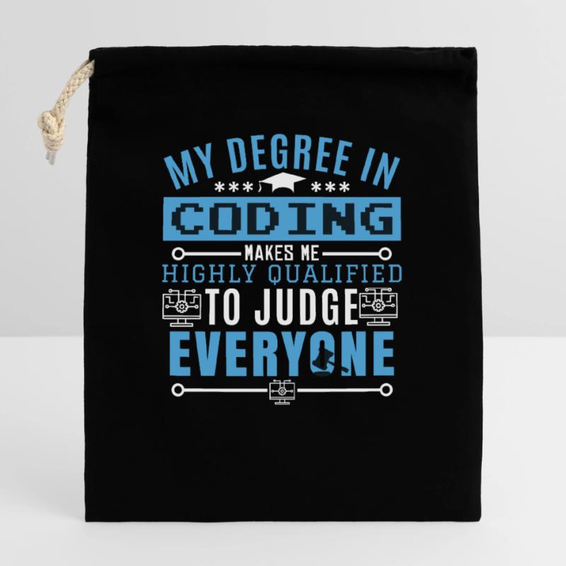 Coder Humor Coding Programmer Humor Closable cotton gift bag (25x30cm)