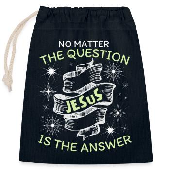 Jesus saying, Jesus Christ, Christian faith - Closable cotton gift bag (25x30cm) - navy - Front