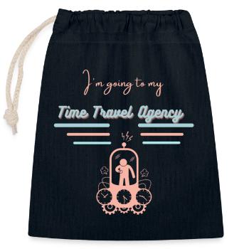 Time Travel - Sac cadeau en coton avec cordon (25 x 30 cm) - bleu marine - Devant