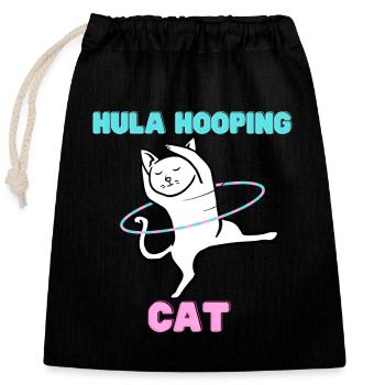 Hula Hooping Cat - Funny Dance Kitty - Closable cotton gift bag (25x30cm) - black - Front