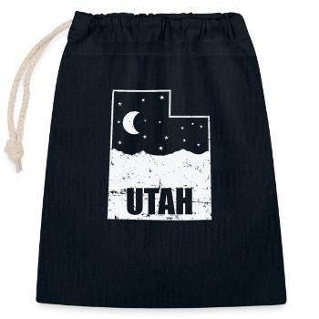Utah Map with Skyline USA America - Closable cotton gift bag (25x30cm) - navy - Front