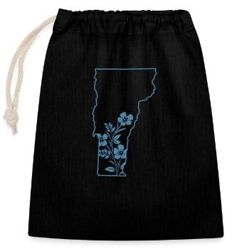 Vermont Map Outline with Flowers USA America - Closable cotton gift bag (25x30cm) - black - Front
