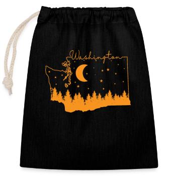 Washington Map Outline with Skyline USA - Closable cotton gift bag (25x30cm) - black - Front