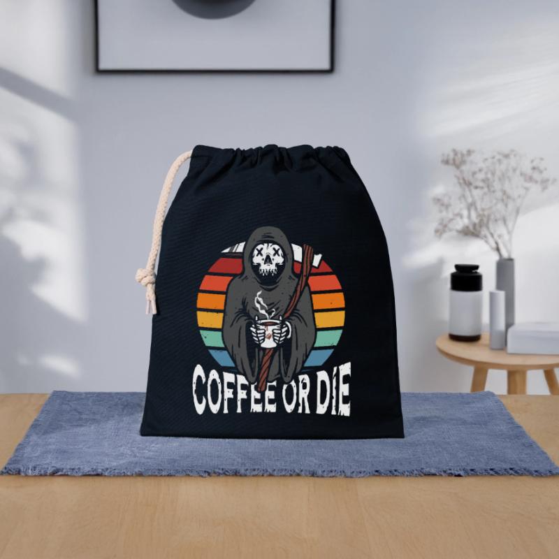 Kaffee Oder Sterben Verschließbarer Geschenkbeutel aus Baumwolle (25x30cm)