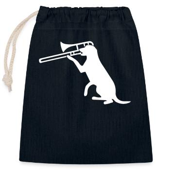 Dog Trompete Trumpet Music Band Musician - Verschließbarer Geschenkbeutel aus Baumwolle (25x30cm) - Navy - Vorne