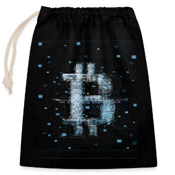 Bitcoin Blockchain - Verschließbarer Geschenkbeutel aus Baumwolle (25x30cm) - Schwarz - Vorne