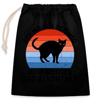 Geh Mir Aus Dem Weg Du Unnötiger Sozialkontakt - Verschließbarer Geschenkbeutel aus Baumwolle (25x30cm) - Schwarz - Vorne