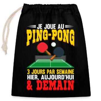Tennis De Table | Ping Pong - Sac cadeau en coton avec cordon (25 x 30 cm) - noir - Devant