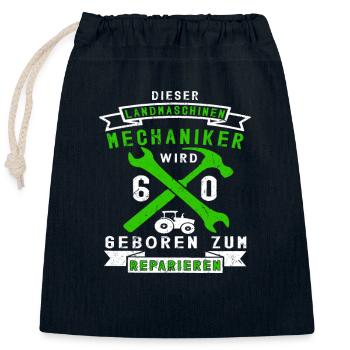 Landmaschinenmechaniker 60 Geburtstag Spruch - Verschließbarer Geschenkbeutel aus Baumwolle (25x30cm) - Navy - Vorne