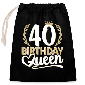 40th birthday woman 40 years old 40th 40s Queen - Closable cotton gift bag (25x30cm) - black - Front