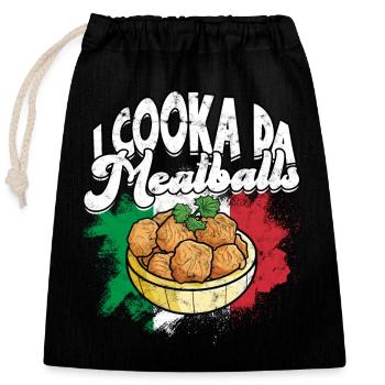 fleischklößchen essen spaghetti geschenk geschenki - Verschließbarer Geschenkbeutel aus Baumwolle (25x30cm) - Schwarz - Vorne