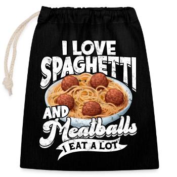 fleischklößchen essen spaghetti geschenk geschenki - Verschließbarer Geschenkbeutel aus Baumwolle (25x30cm) - Schwarz - Vorne