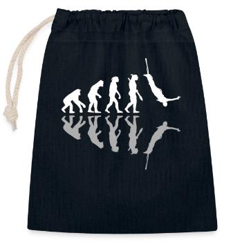 Human Evolution Funny Bungee Jumping Jumper - Closable cotton gift bag (25x30cm) - navy - Front
