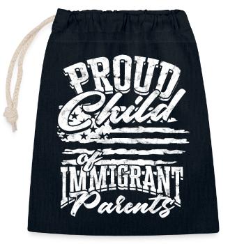 États-Unis Amérique Immigrants Citoyens américains FL américain - Sac cadeau en coton avec cordon (25 x 30 cm) - bleu marine - Devant