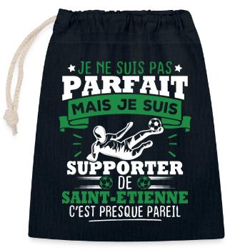Je suis supporter de Saint Étienne - Sac cadeau en coton avec cordon (25 x 30 cm) - bleu marine - Devant