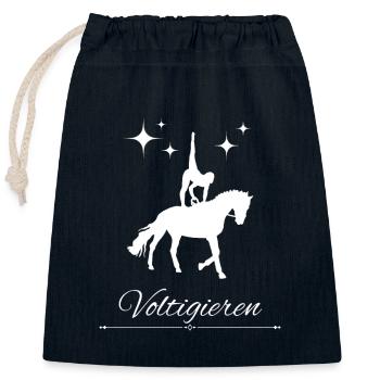 Voltigieren - Verschließbarer Geschenkbeutel aus Baumwolle (25x30cm) - Navy - Vorne