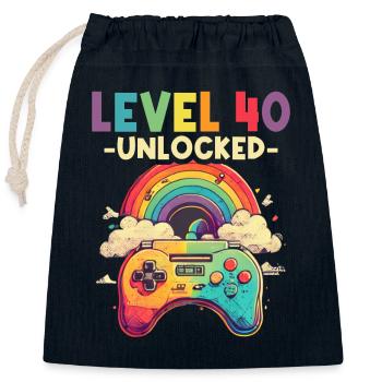 Level 40 Jahre Gaming 40er 40 Geburtstag - Verschließbarer Geschenkbeutel aus Baumwolle (25x30cm) - Navy - Vorne