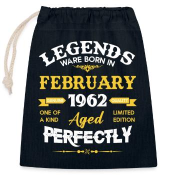 Vintage Aged To Perfection February 1962 - Closable cotton gift bag (25x30cm) - navy - Front