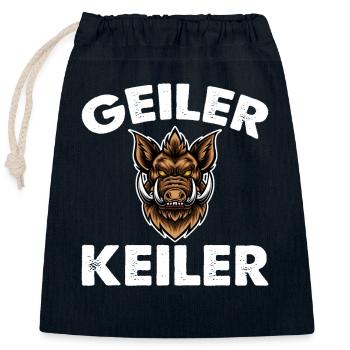 Geiler Wild Boar Hunter Hunting Forest - Verschließbarer Geschenkbeutel aus Baumwolle (25x30cm) - Navy - Vorne