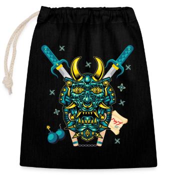 Samurai Monster - Closable cotton gift bag (25x30cm) - black - Front