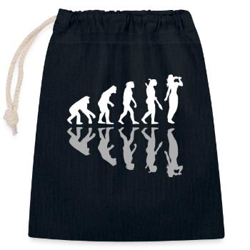 Human Evolution Wine Tasting Drinking Lover - Closable cotton gift bag (25x30cm) - navy - Front