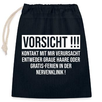 Vorsicht Kontakt - Verschließbarer Geschenkbeutel aus Baumwolle (25x30cm) - Navy - Vorne