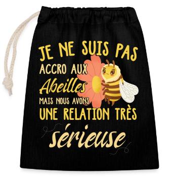 Abeille | Miel | Apiculture | Apicole - Sac cadeau en coton avec cordon (25 x 30 cm) - noir - Devant