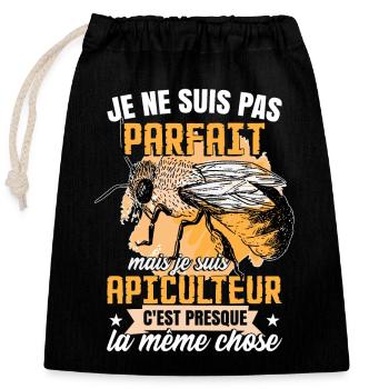 Apiculteur | Apicole | Abeille | Miel - Sac cadeau en coton avec cordon (25 x 30 cm) - noir - Devant