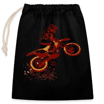 Un saut en longueur sale en motocross - Sac cadeau en coton avec cordon (25 x 30 cm) - noir - Devant