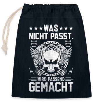 Was Nicht Passt Wird Passend Gemacht - Verschließbarer Geschenkbeutel aus Baumwolle (25x30cm) - Navy - Vorne