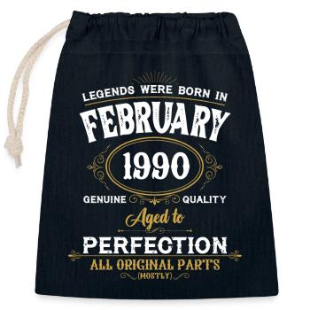 Legends Were Born In February 1990 - Closable cotton gift bag (25x30cm) - navy - Front