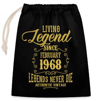 Légende vivante depuis février 1968 - Sac cadeau en coton avec cordon (25 x 30 cm) - noir - Devant