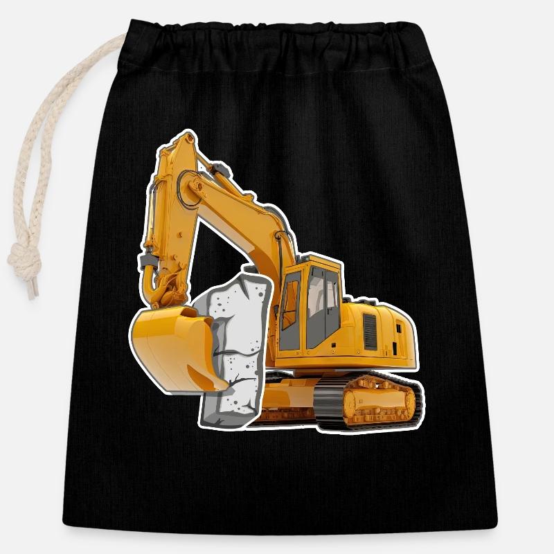 Kleinkinder Geburtstag 1 Jahr Baustelle Bagger - Verschließbarer Geschenkbeutel aus Baumwolle (25x30cm) - Schwarz