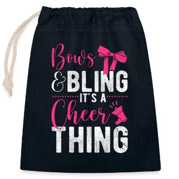 Bögen & Bling It's A Cheer Thing | Cheerleading - Verschließbarer Geschenkbeutel aus Baumwolle (25x30cm) - Navy - Vorne