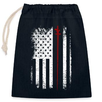 Escrime vintage drapeau américain - Sac cadeau en coton avec cordon (25 x 30 cm) - bleu marine - Devant
