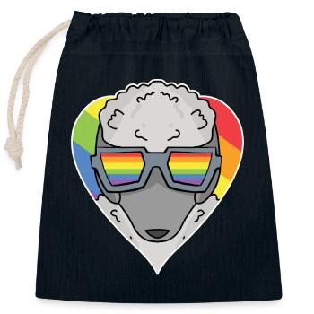 Rainbow - Dog with glasses - Poodle - Closable cotton gift bag (25x30cm) - navy - Front