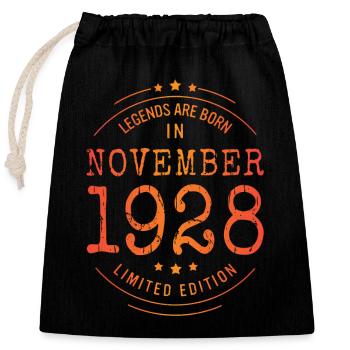 Anniversaire Novembre 1928 Edition Limitée Millésime - Sac cadeau en coton avec cordon (25 x 30 cm) - noir - Devant