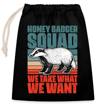Retro Honey Badger Squad pour un miel fanatique de Ratel - Sac cadeau en coton avec cordon (25 x 30 cm) - noir - Devant