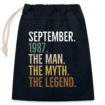 Septembre 1987 L’homme Le mythe La légende - Sac cadeau en coton avec cordon (25 x 30 cm) - bleu marine - Devant