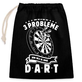 Dart Probleme - 26 - Dartfan - Dartspieler - Verschließbarer Geschenkbeutel aus Baumwolle (25x30cm) - Schwarz - Vorne