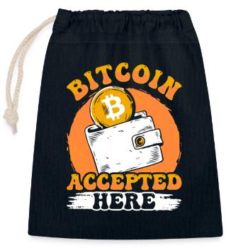 Bitcoin Accepted Here - Closable cotton gift bag (25x30cm) - navy - Front