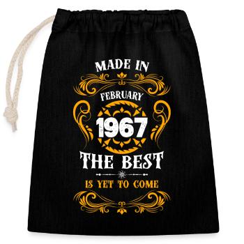Made In February 1967 The Best - Verschließbarer Geschenkbeutel aus Baumwolle (25x30cm) - Schwarz - Vorne