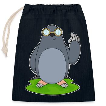 Maulwurf Brille - Verschließbarer Geschenkbeutel aus Baumwolle (25x30cm) - Navy - Vorne