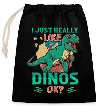 J’aime les dinosaures. - Sac cadeau en coton avec cordon (25 x 30 cm) - noir - Devant